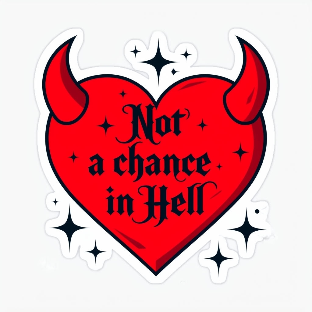 Demon Horned Red Heart with 'Not a Chance in Hell' Sticker