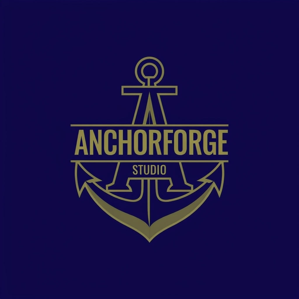 Minimalist Anchor Forge Studio Logo with Bold Typography Design