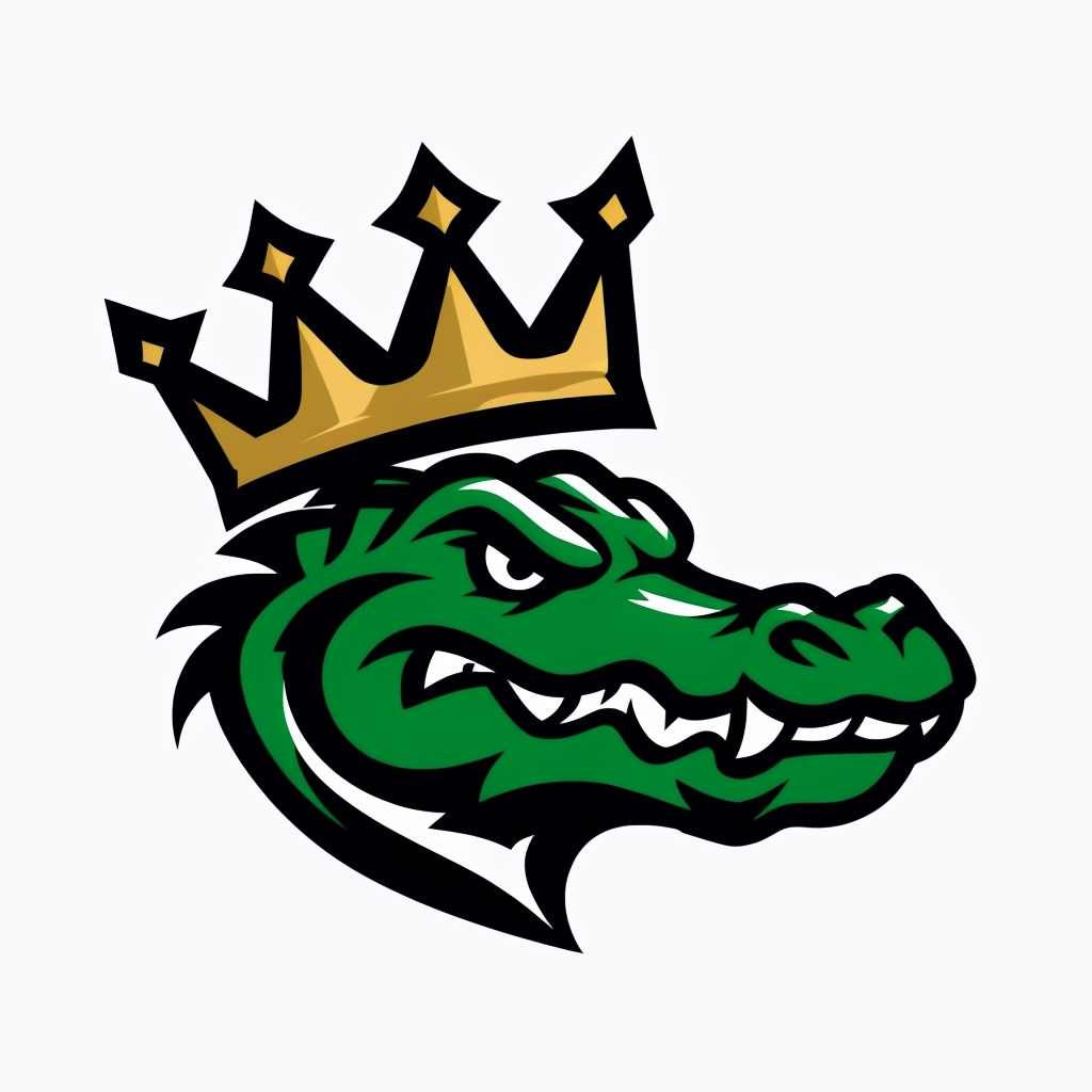 Bold Cartoon Alligator Logo with Crown for Sticker Design
