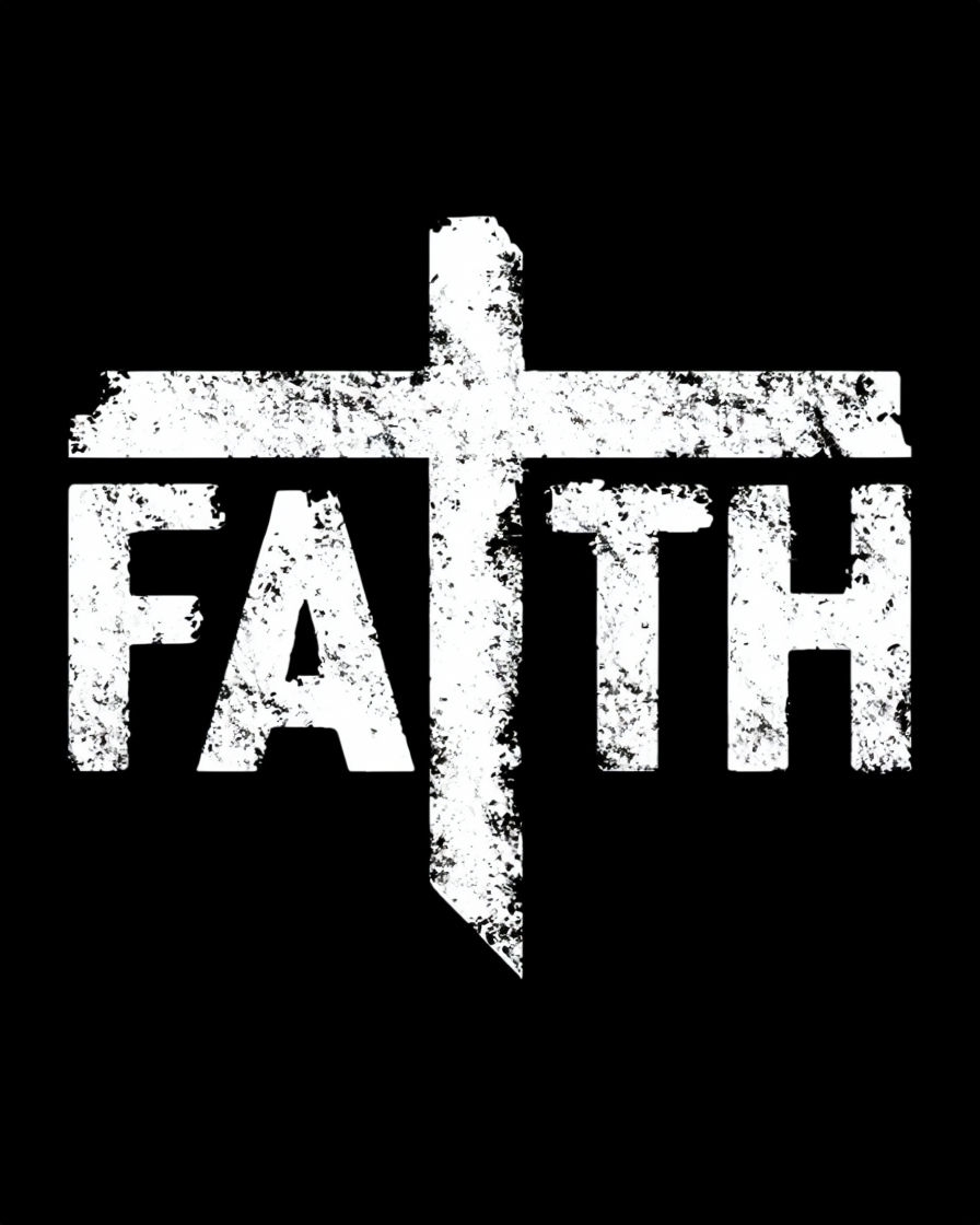 Distressed FAITH Text with Cross Design T-Shirt