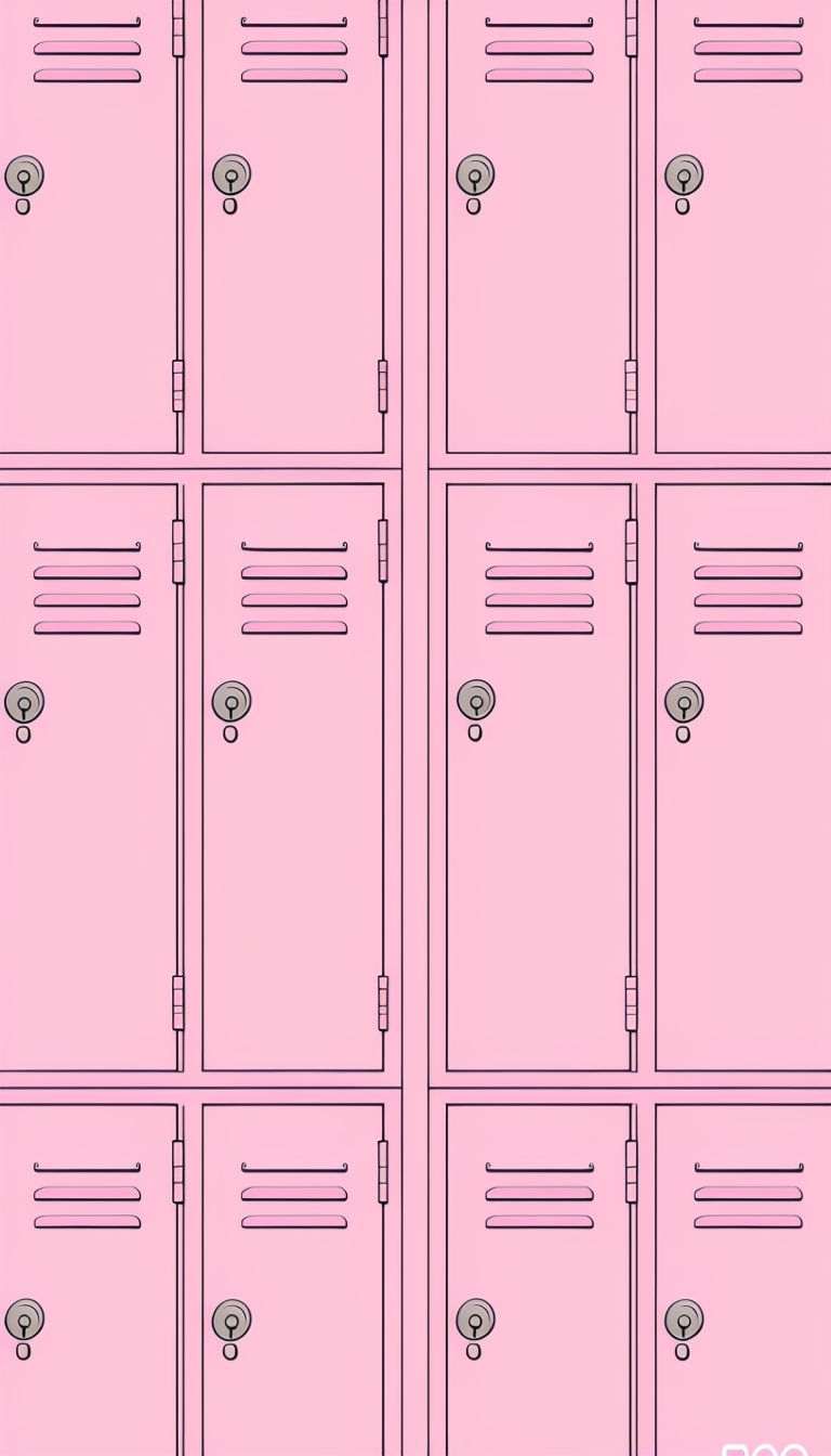 Minimalist Pink Lockers Illustration for Social Media Post
