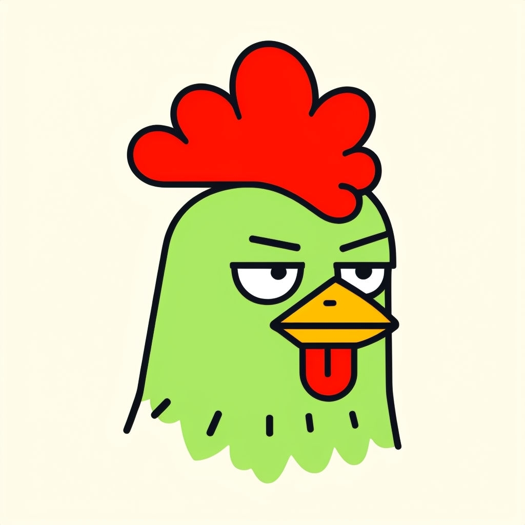 Playful Cartoon Chicken Head Illustration Sticker