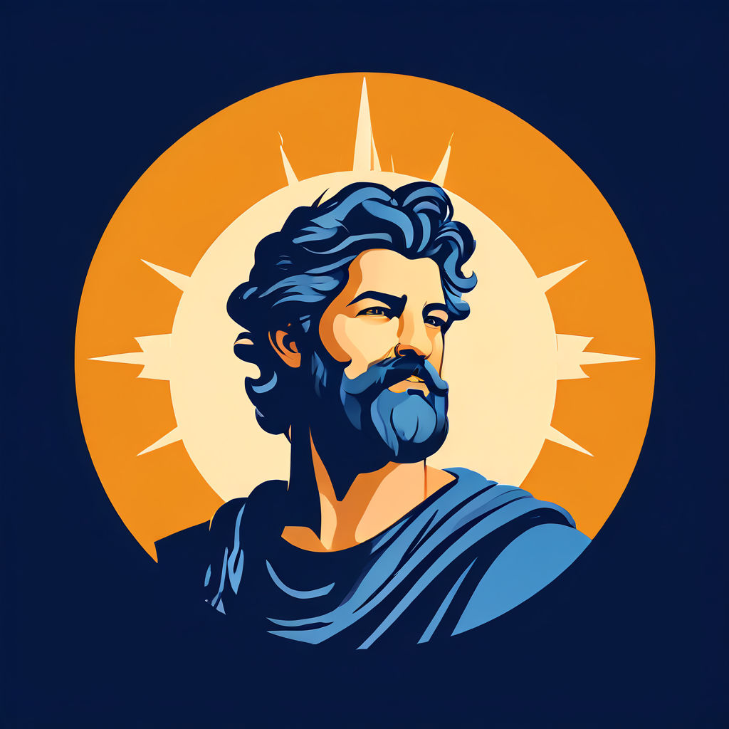 Create a minimalist and animated image of greek good Apollo ... by ...