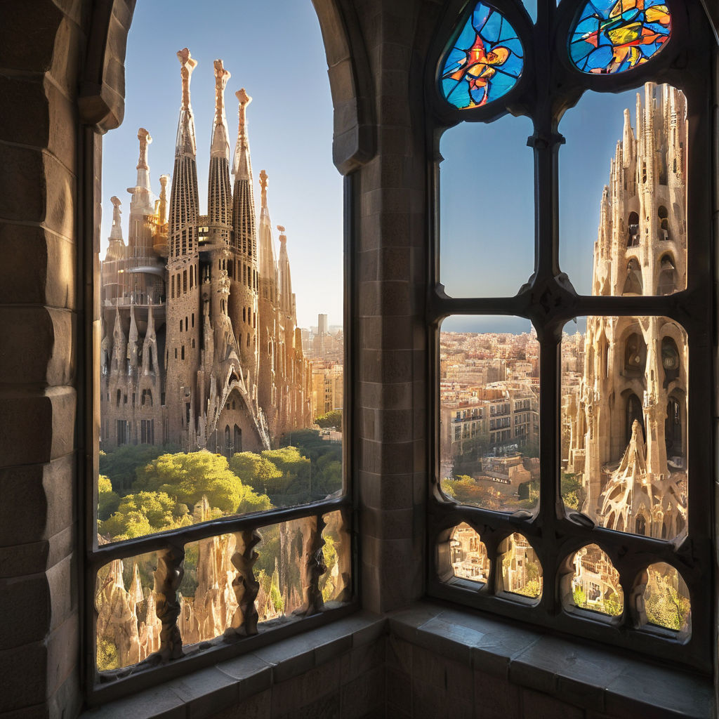 Sagrada Familia's iconic spires and facades visible through ... by ...