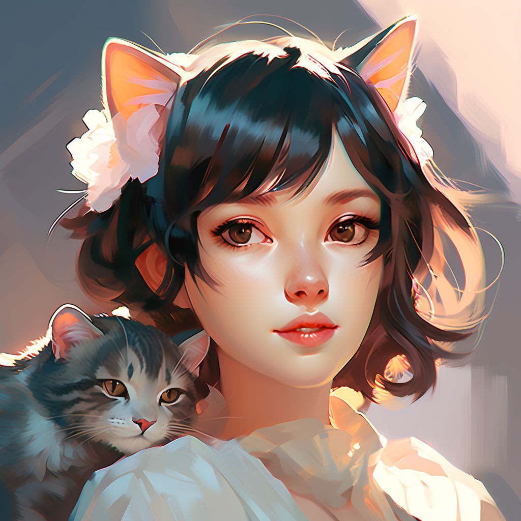 Anime cat girl portrait