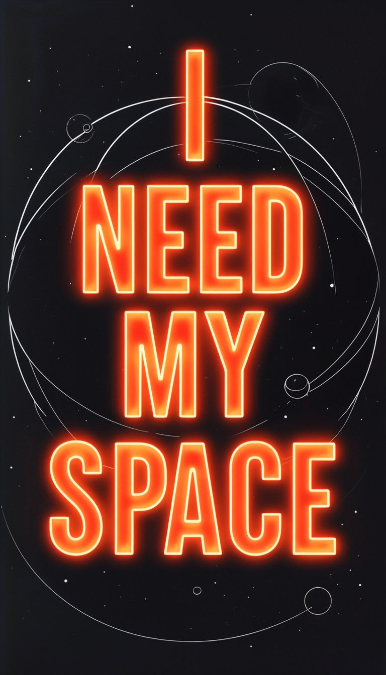 I Need My Space Neon Art with Cosmic Patterns Poster