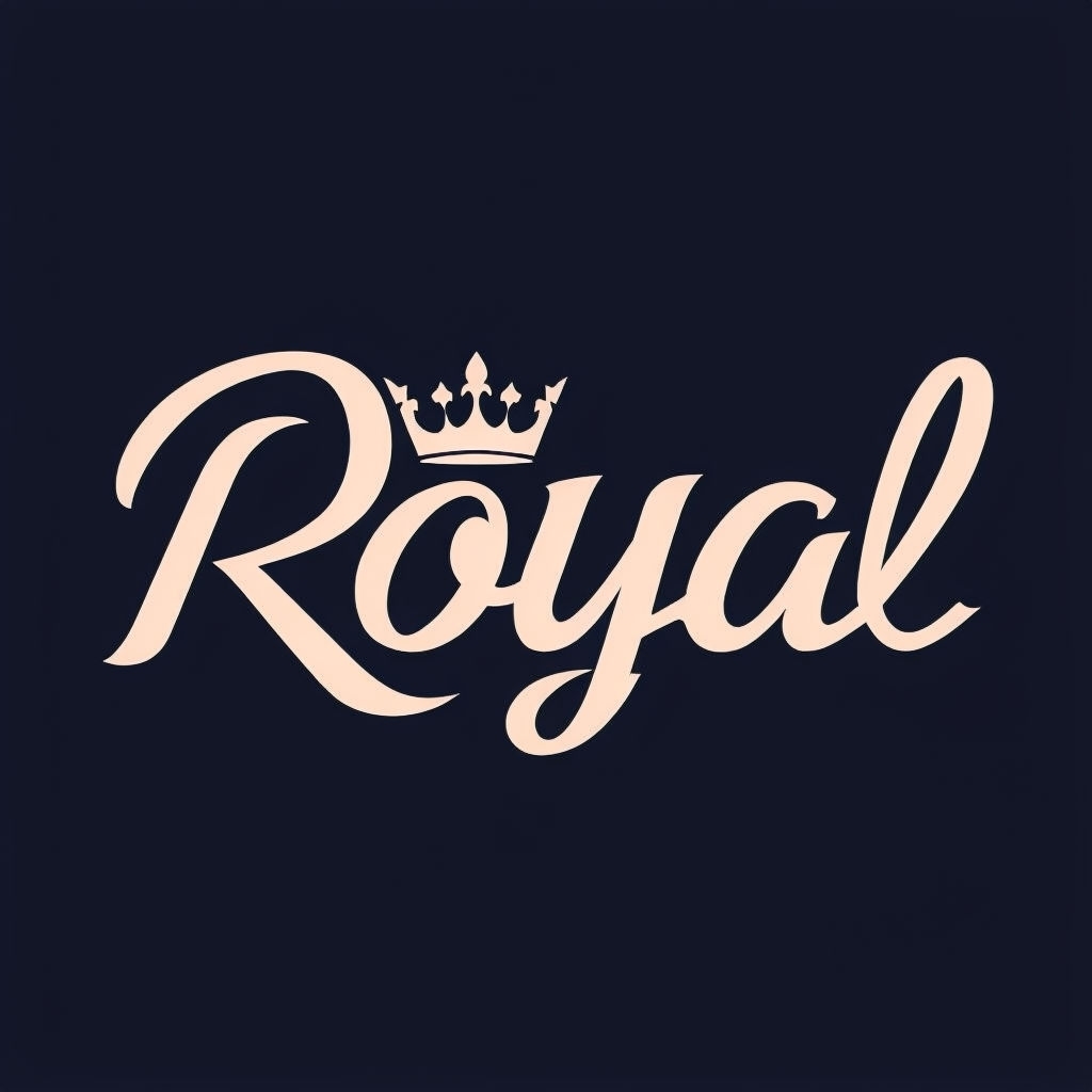 Elegant Royal Logo Design with Cursive Font and Crown Graphic