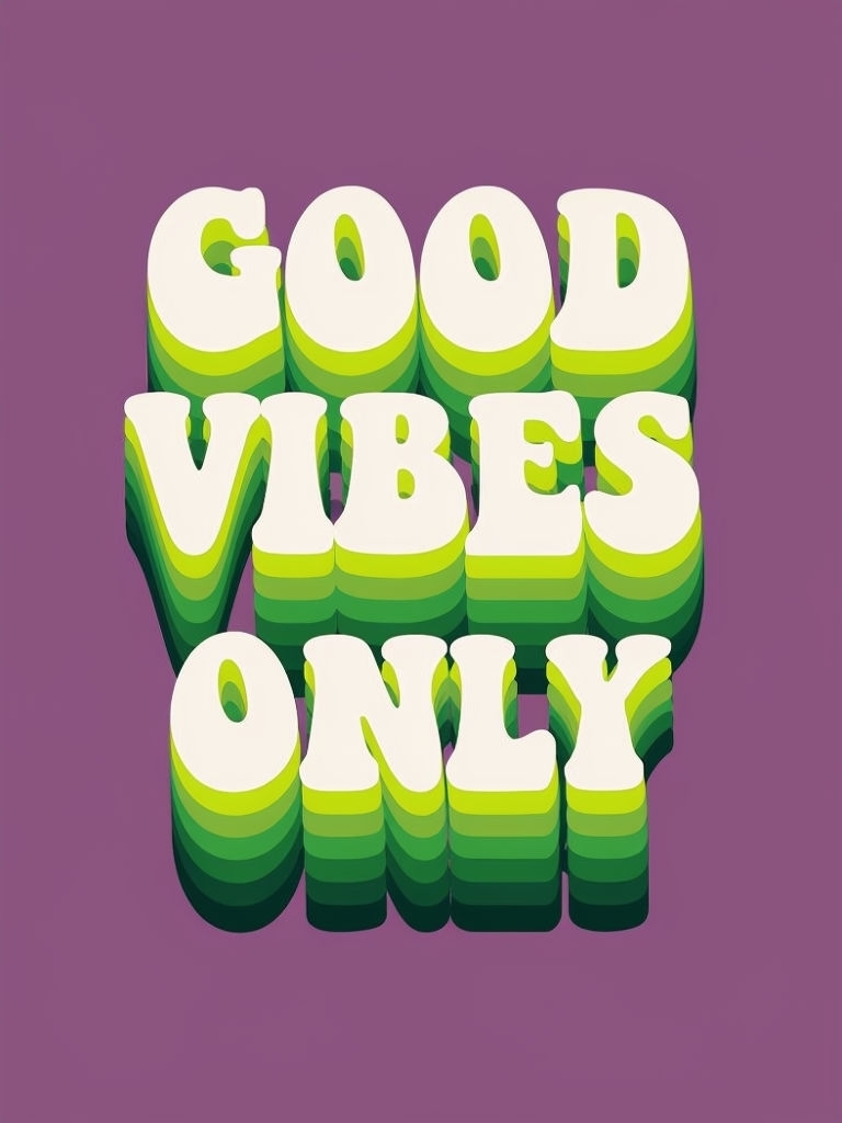 Good Vibes Only Bold Text Design with Colorful Shadows Poster