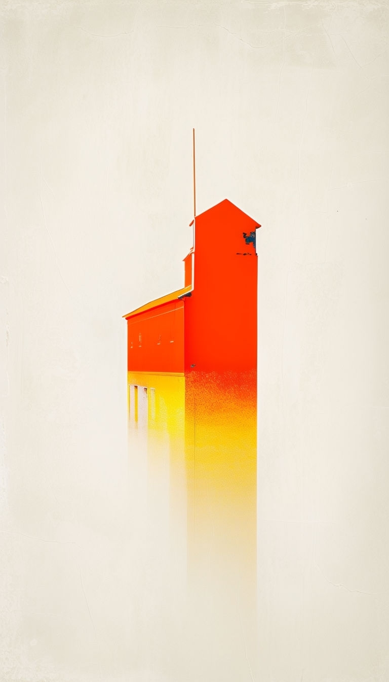 Vibrant Architectural Building Artwork in Bold Colors Mobile Wallpaper