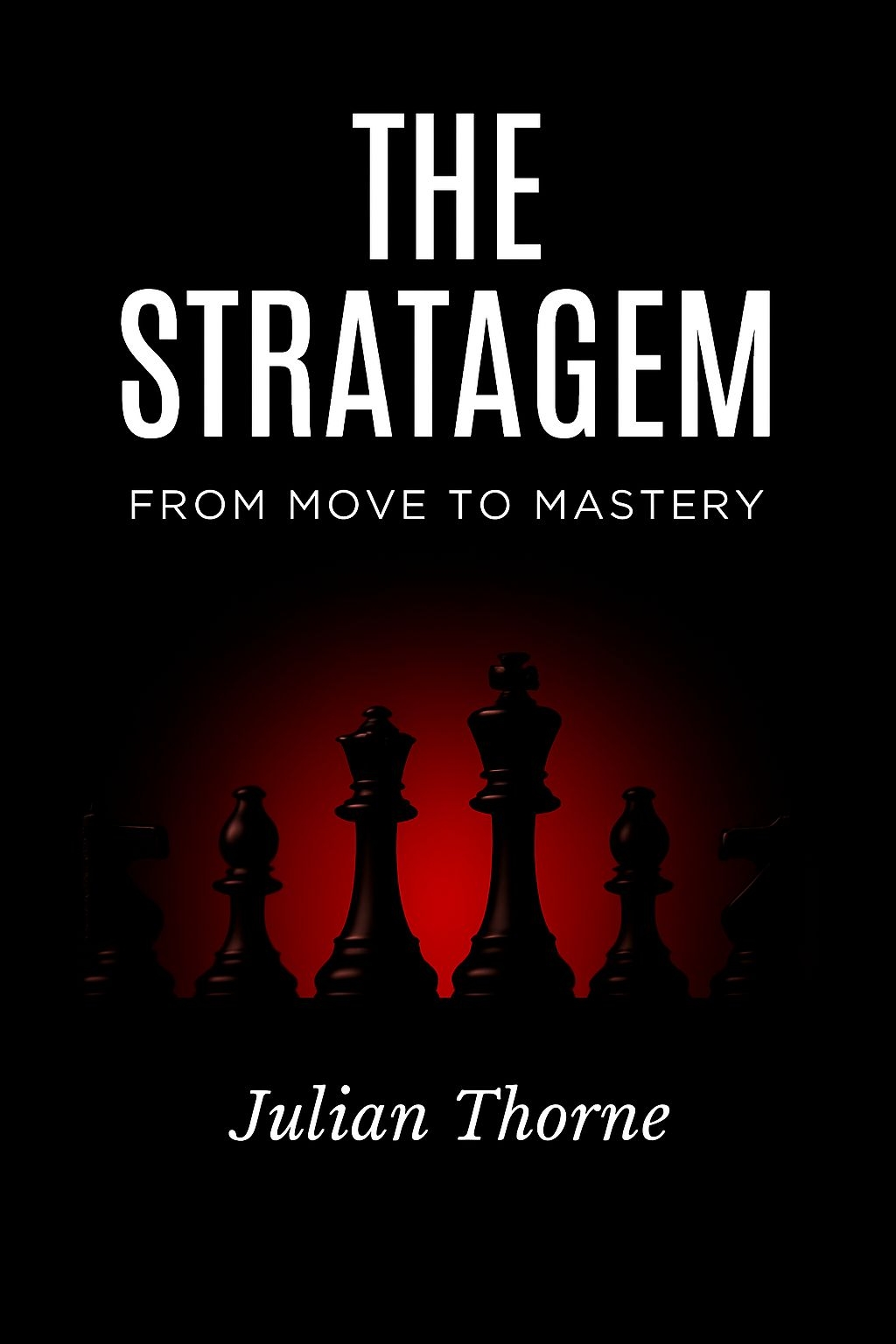 Modern Minimalist Chess-Themed Book Cover Design for The Stratagem EBook Cover