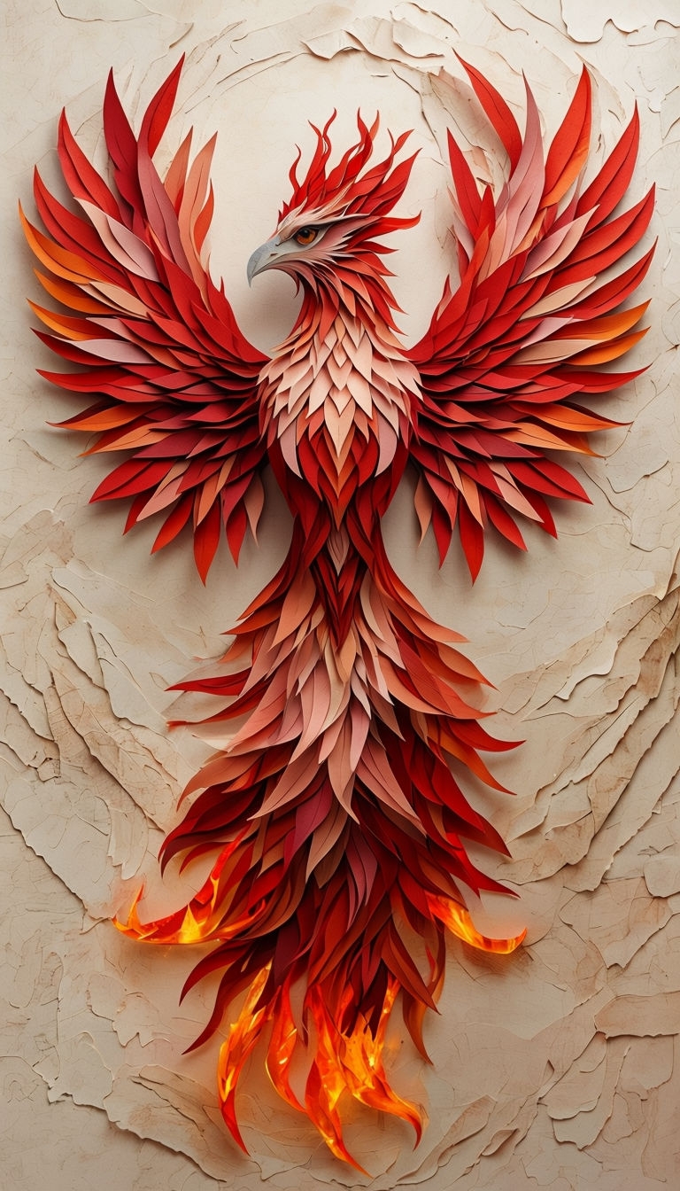 Majestic Phoenix Mixed Media Art in Vibrant Colors Poster