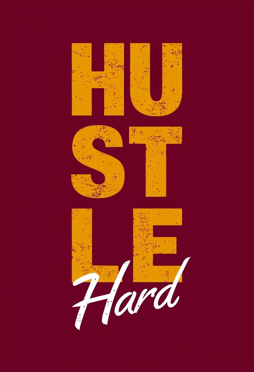 Bold Hustle Hard Motivational Typography T-Shirt