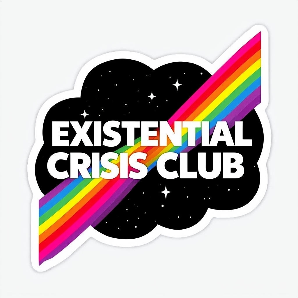 Colorful Retro Existential Crisis Club Sticker