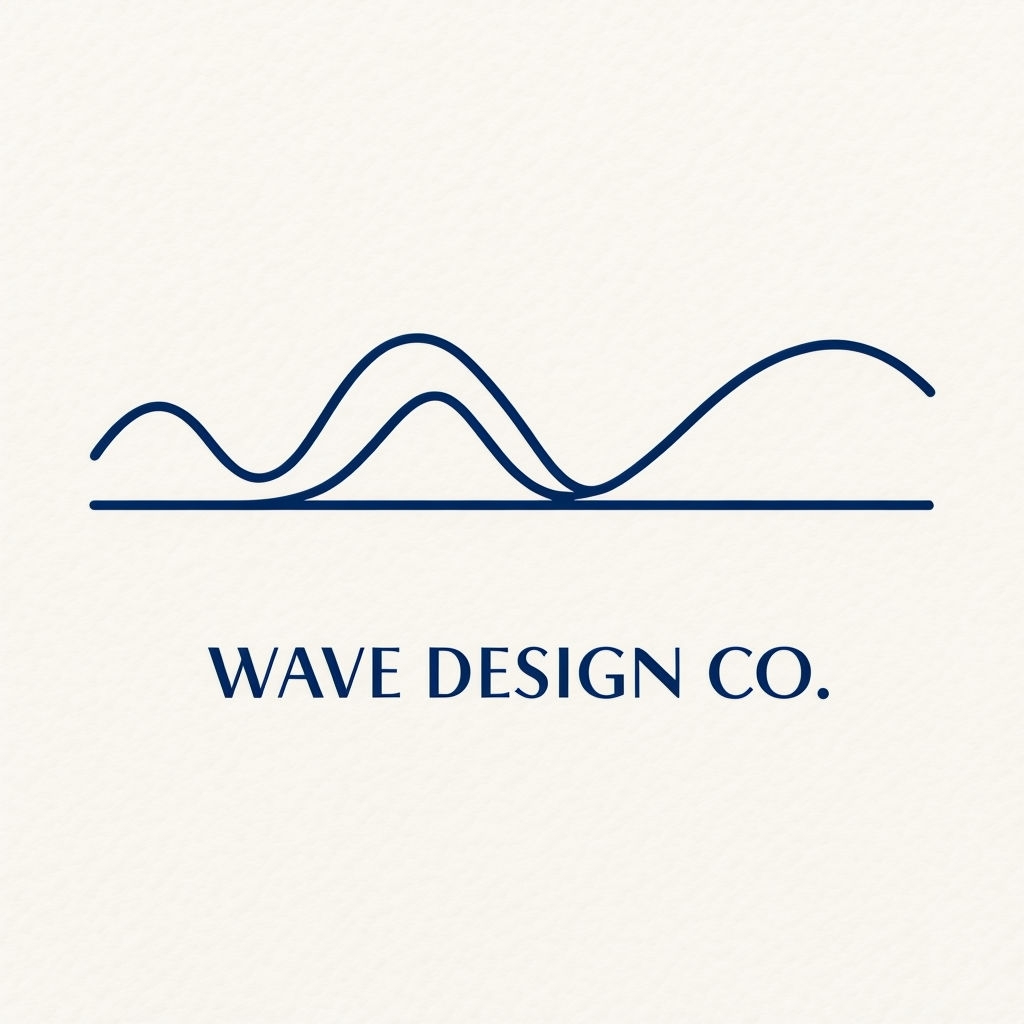 Sleek Navy Blue Continuous Line Wave Design Logo
