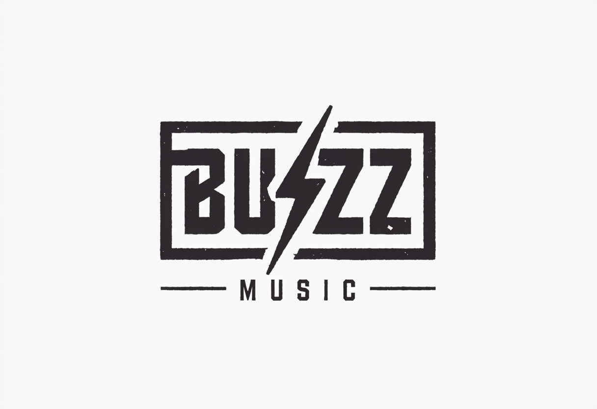 Edgy Black and White BUZZ Music Logo Design