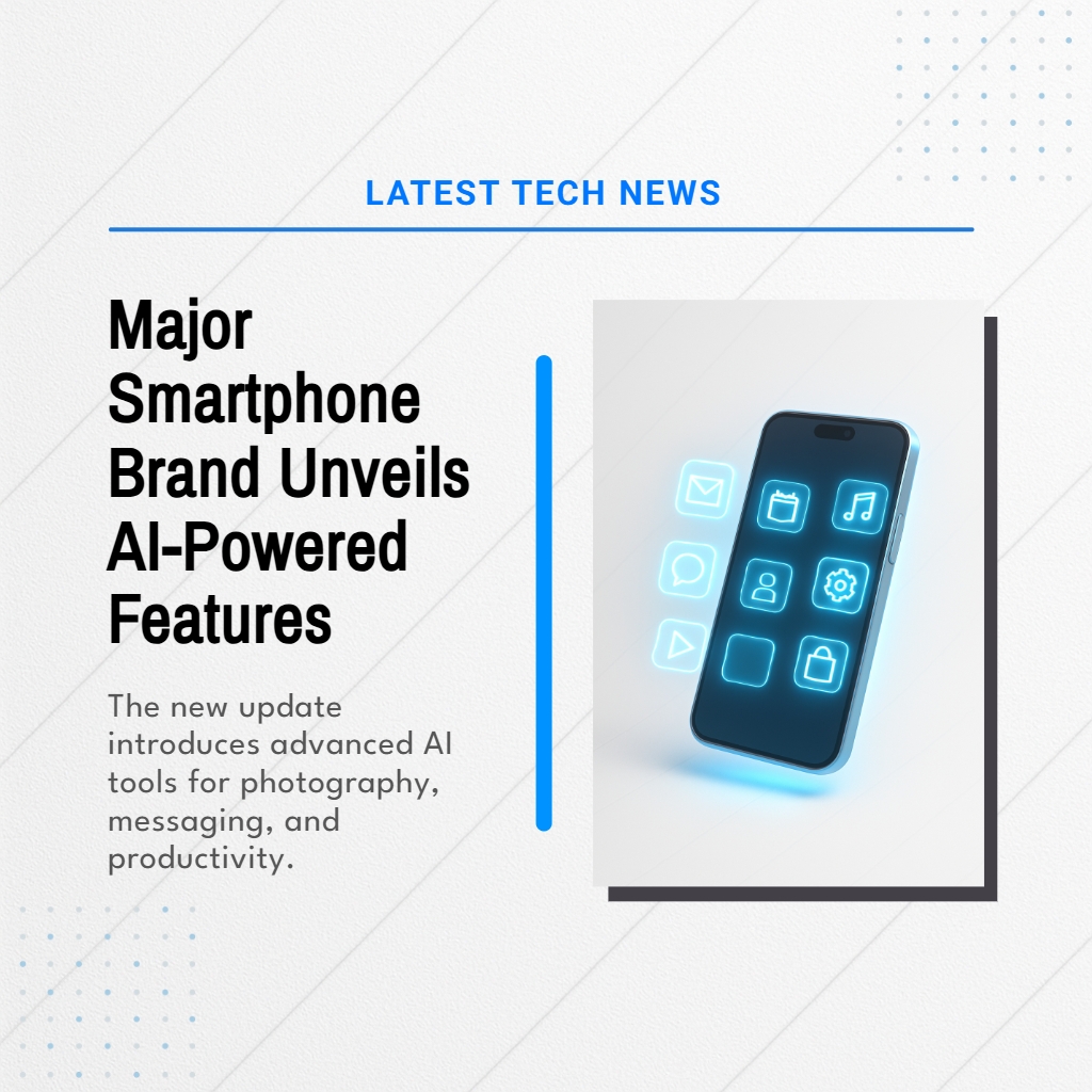 Modern AI Tech News Graphic with 3D Smartphone Illustration Instagram Posts