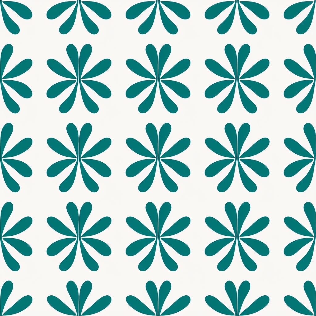 Modern Teal Leaf-Like Shapes Seamless Pattern Design