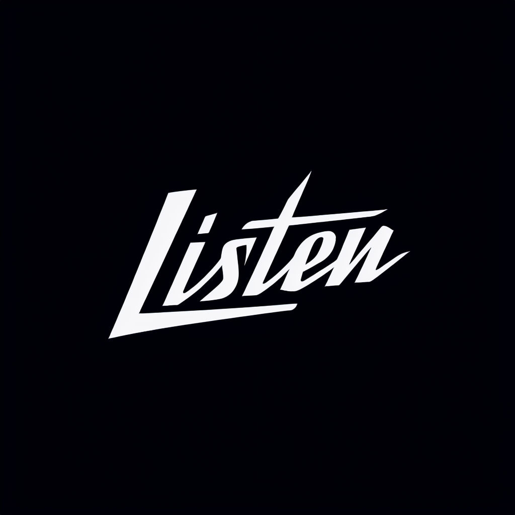 Minimalist Listen Typography Design on Black Background Hat