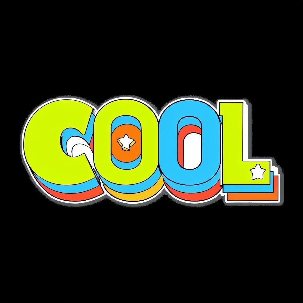 Bold Colorful Cool Text Design with Neon Effects Sticker