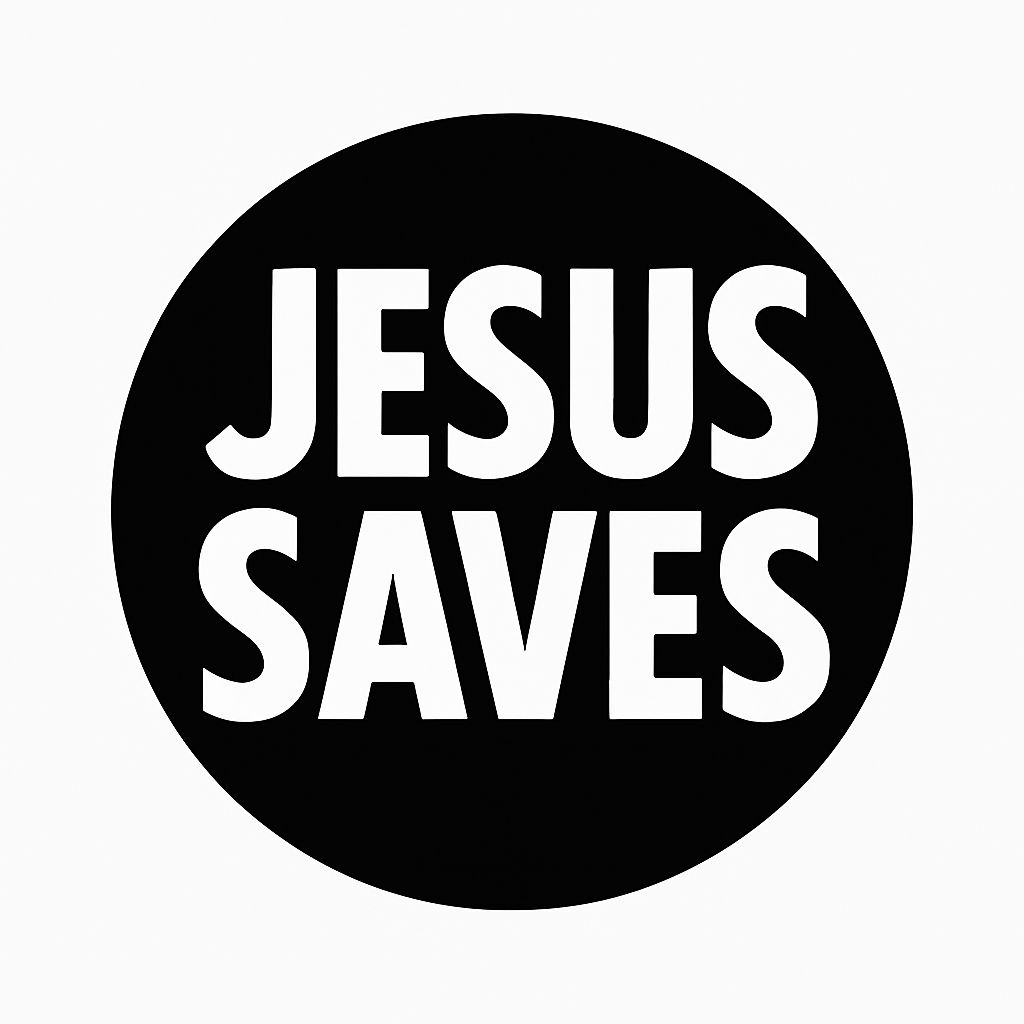 Bold Minimalist JESUS SAVES Circular Sticker Design