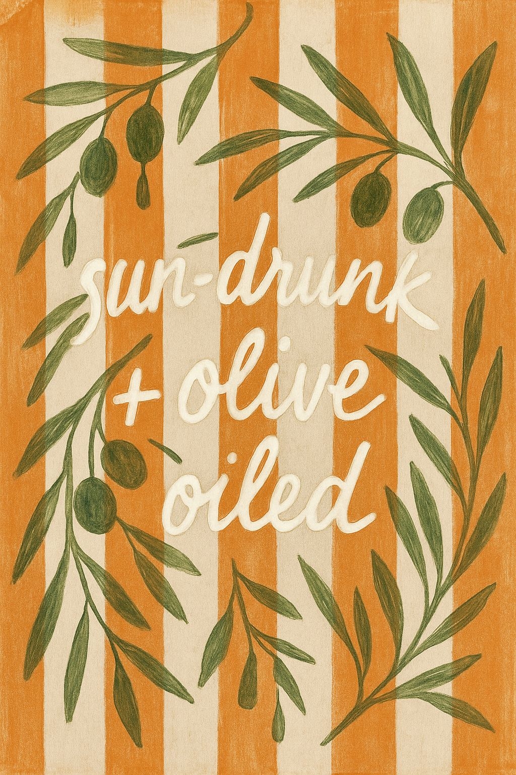 Warm Golden-Orange Olive Oiled Cursive Art Poster