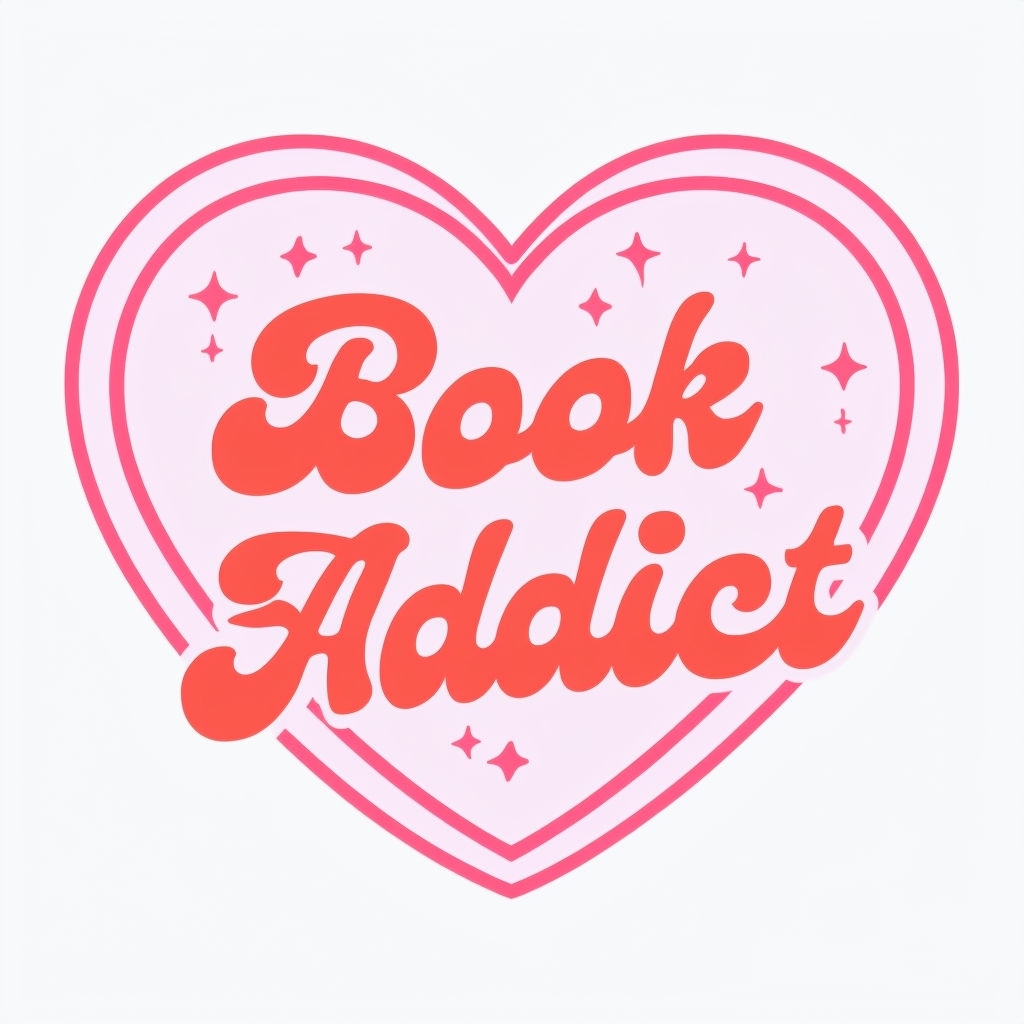 Book Addict Heart Emblem with Stars Retro Sticker