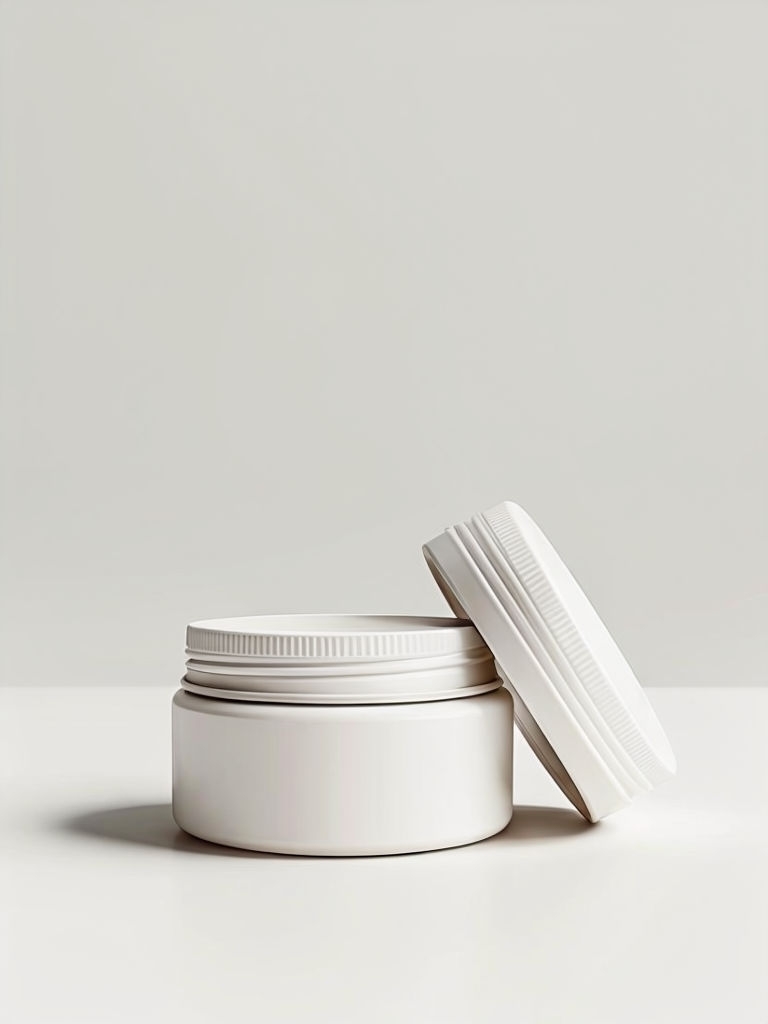 Minimalistic White Plastic Jars Product Photography Mockup