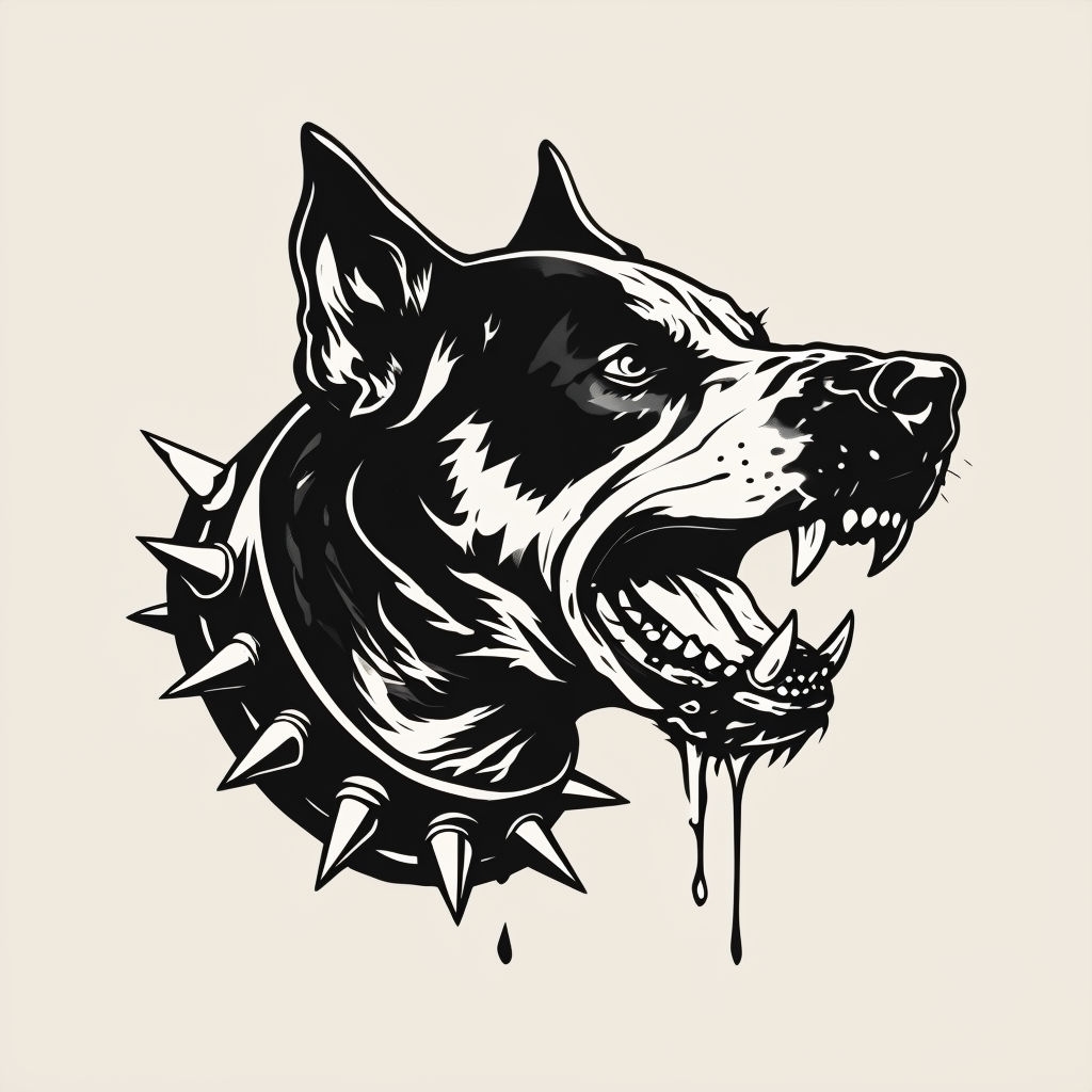 Aggressive Dog Head Vector Illustration T-Shirt