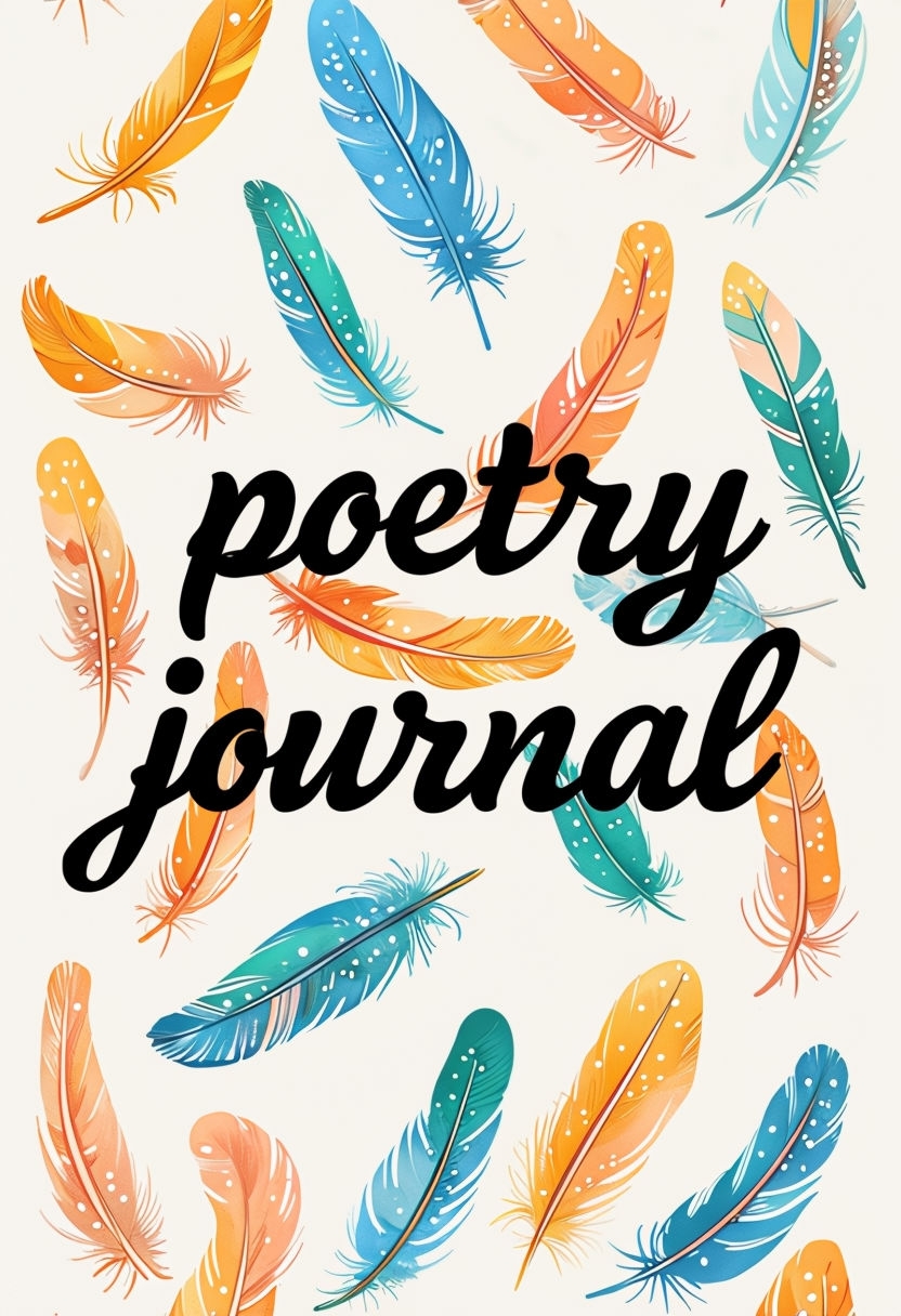 Vibrant Feathers with Poetry Journal Typography EBook Cover