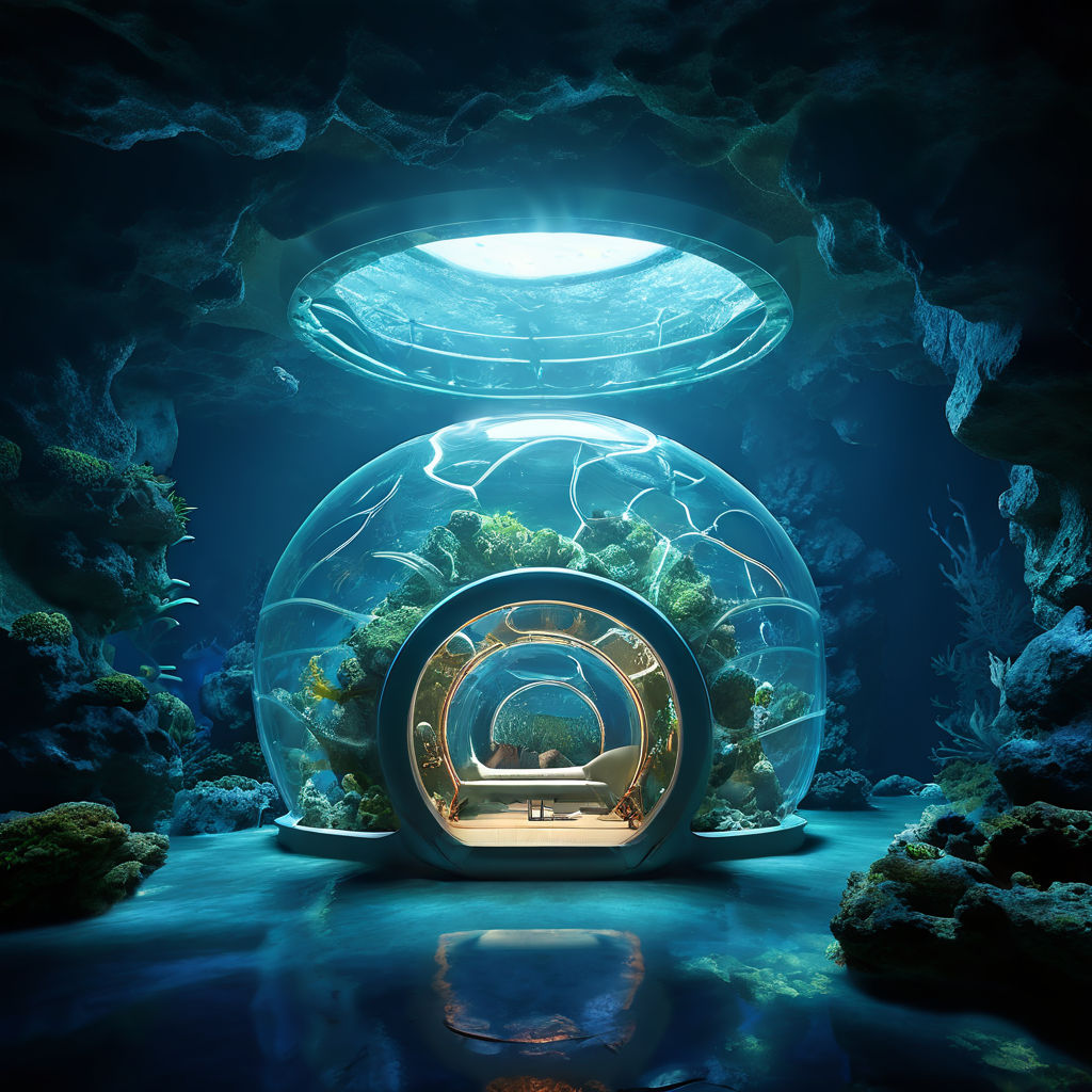 Underwater habitat showcasing undersea tunnels and dome stru... by 1423 ...