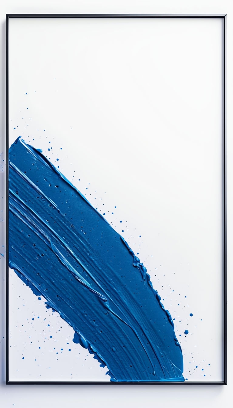 Bold Cobalt Blue Brushstroke on White Minimalist Background Social Media Post