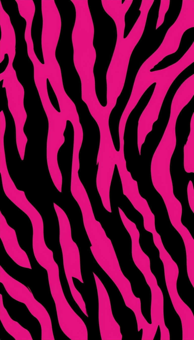 Vibrant Magenta Zebra Pattern Against Black Background Mobile Wallpaper