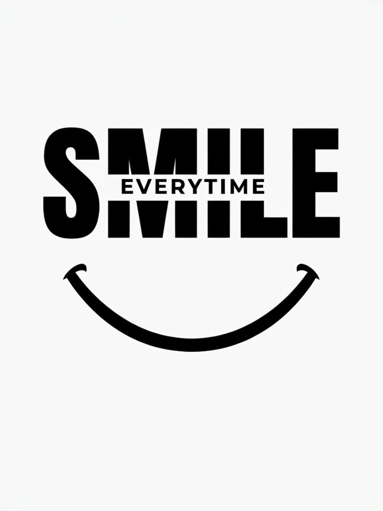 Minimalist Black Typography SMILE Everytime T-Shirt