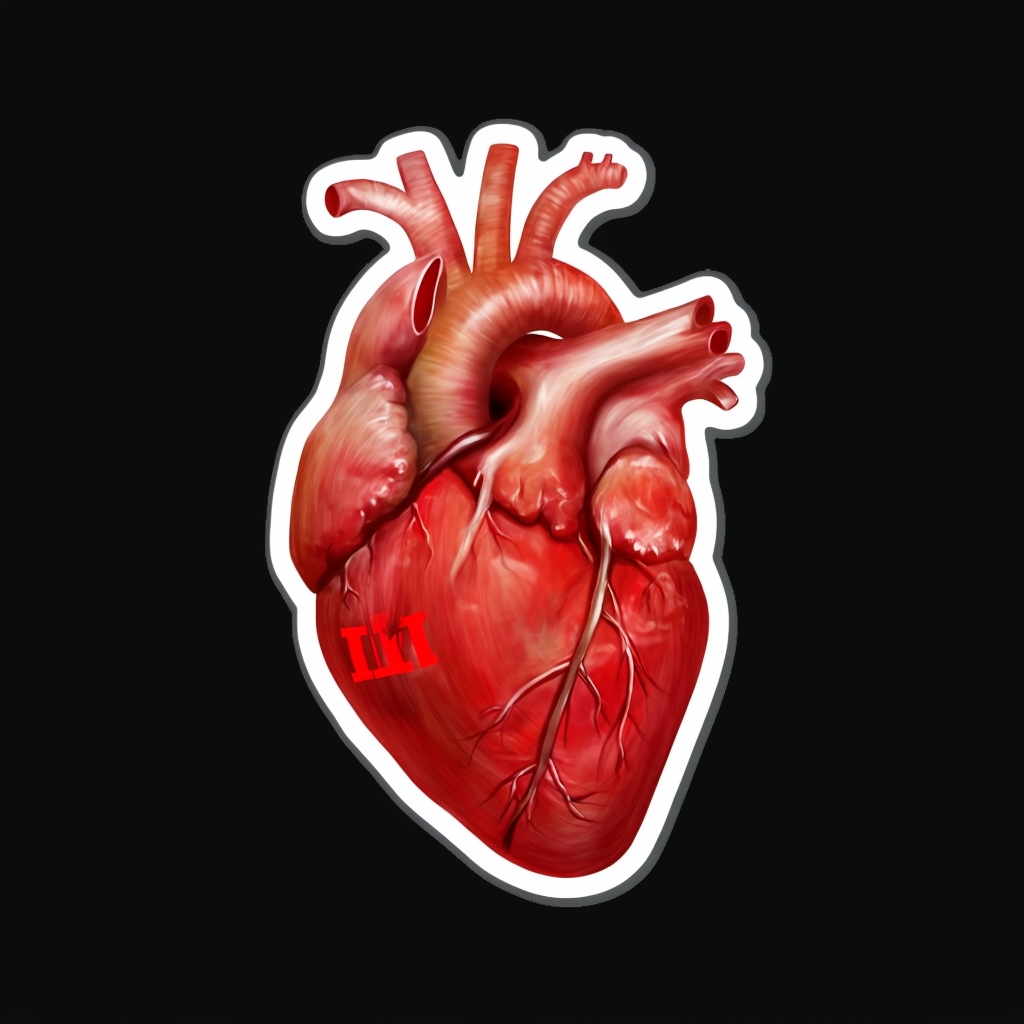 Anatomical Heart Sticker Design on Black