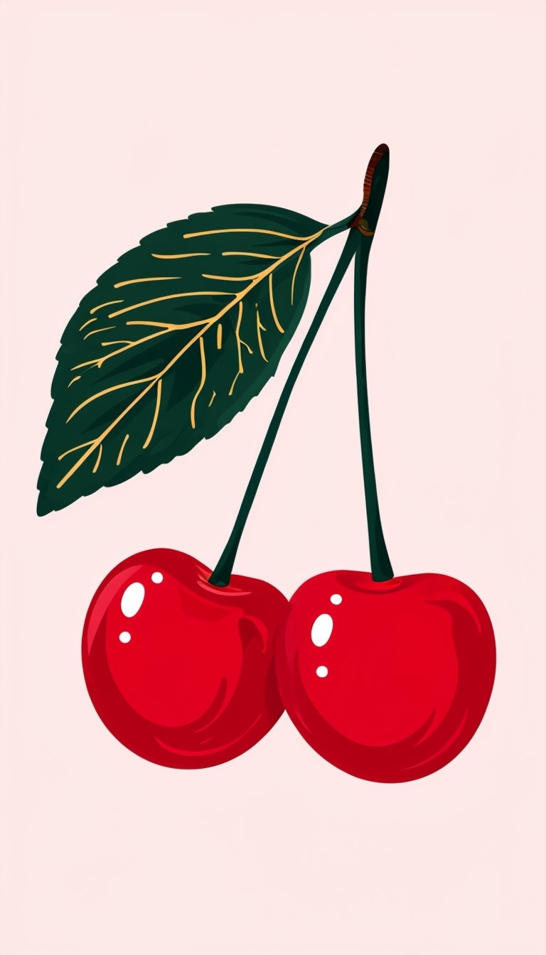 Vibrant Red Cherries Minimalist Illustration Phone Case Cover