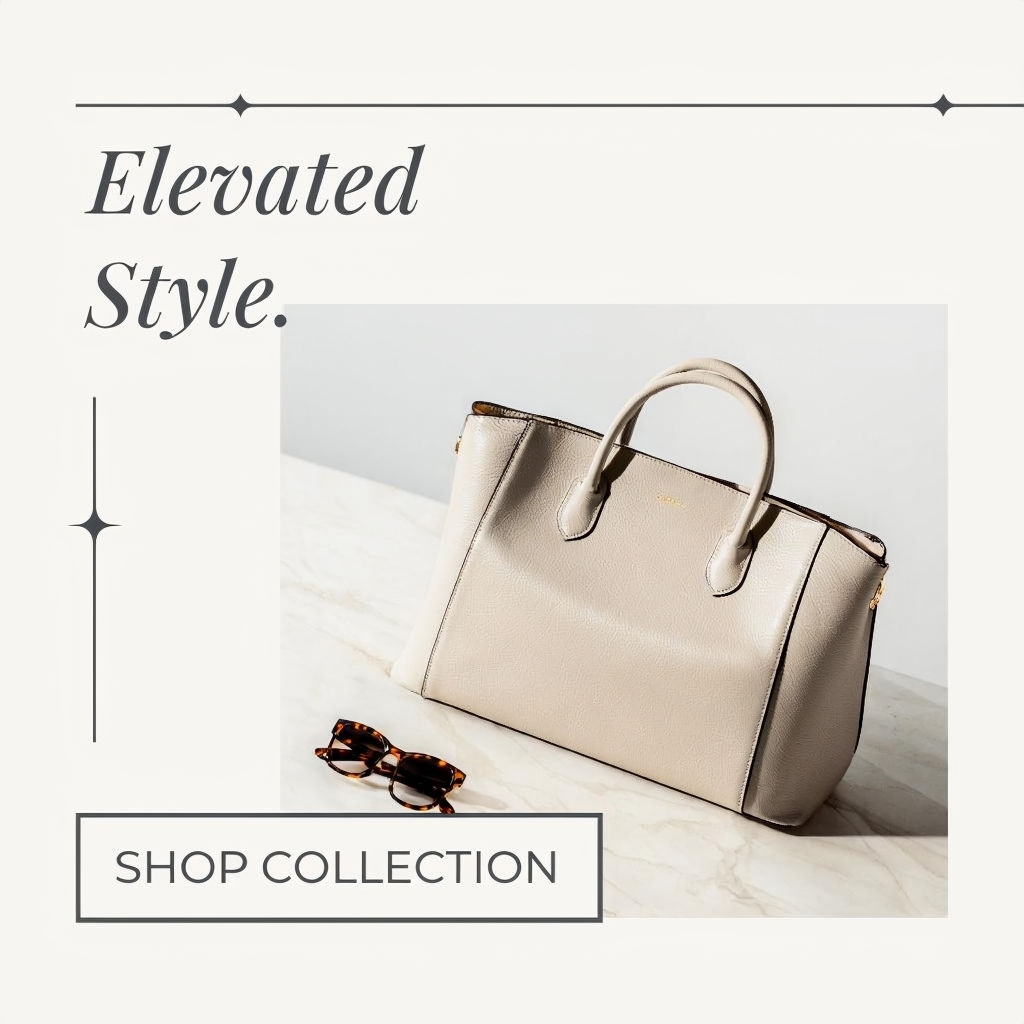 Elegant Luxury Handbag Advertisement with Chic Accessories Social Media Post