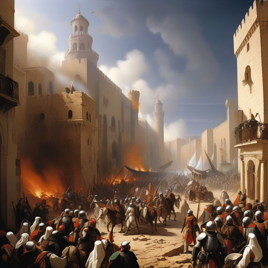 The capture of Jaffa during the Third Crusade by the Christi... by ...