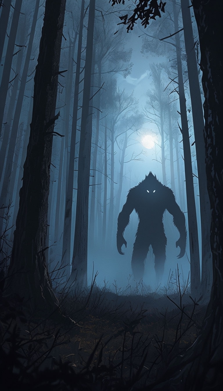Eerie Night Forest with Shadowy Creature Phone Case Cover