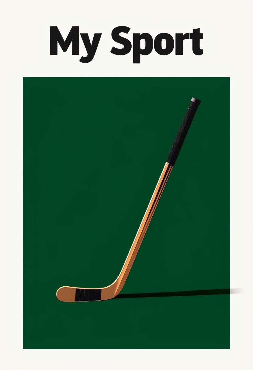 Minimalist Hockey Stick Design with Bold 'My Sport' Text Poster