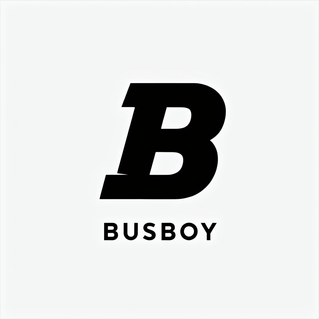 Minimalist Bold Black B and BUSBOY Logo Design