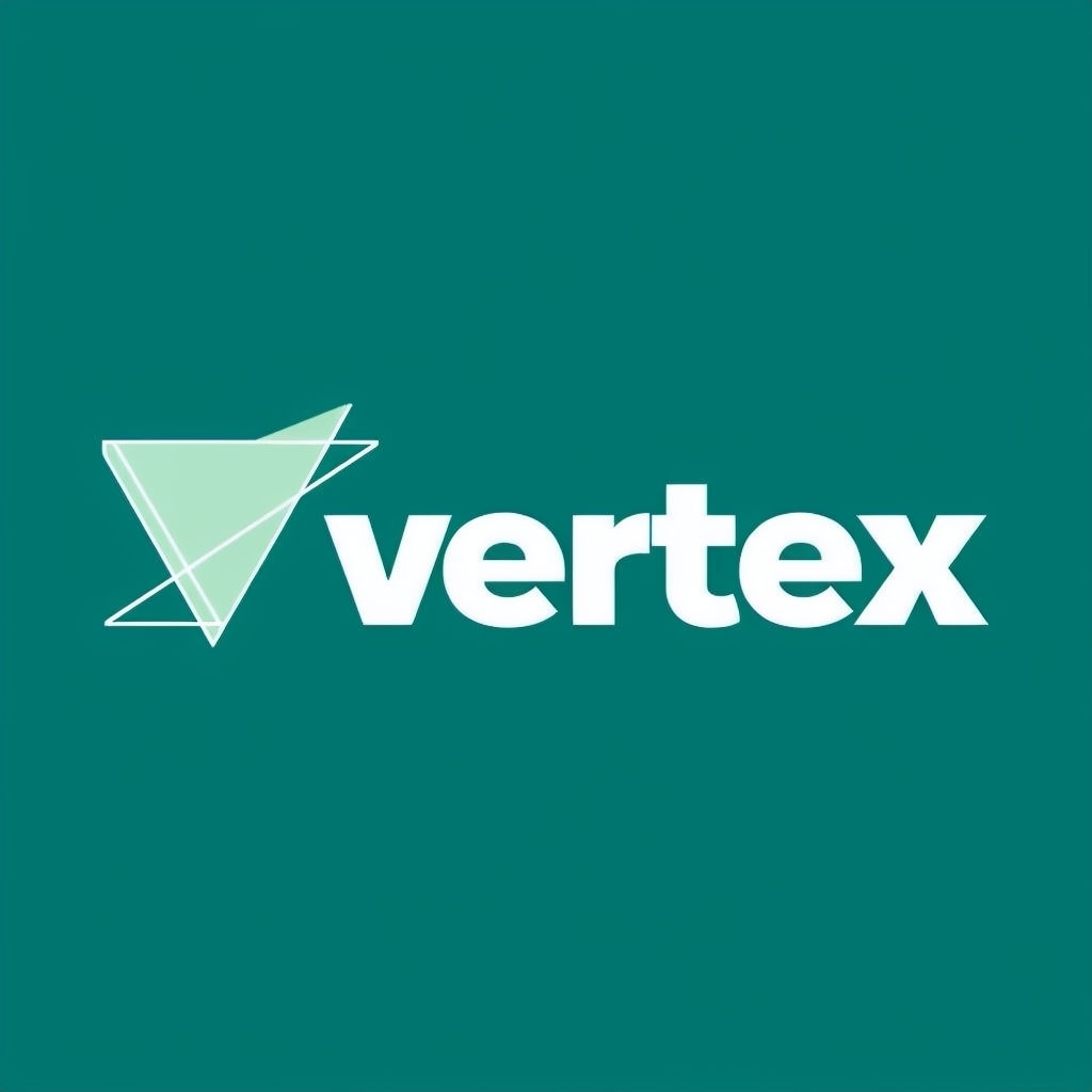 Modern Minimalist Vertex Logo Design with Teal Background