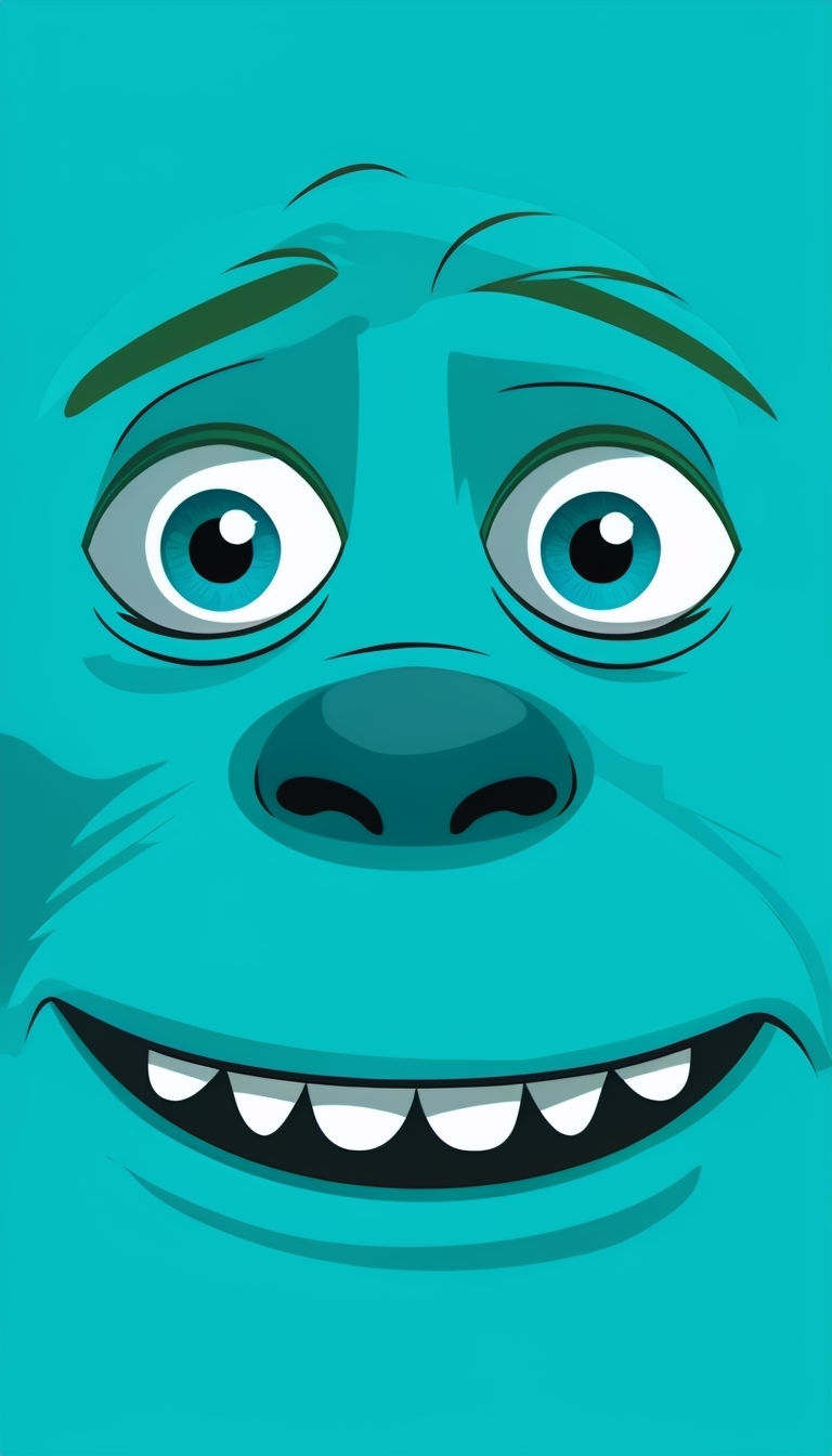 Playful Cartoon Monster Face Illustration on Turquoise Background Phone Case Cover