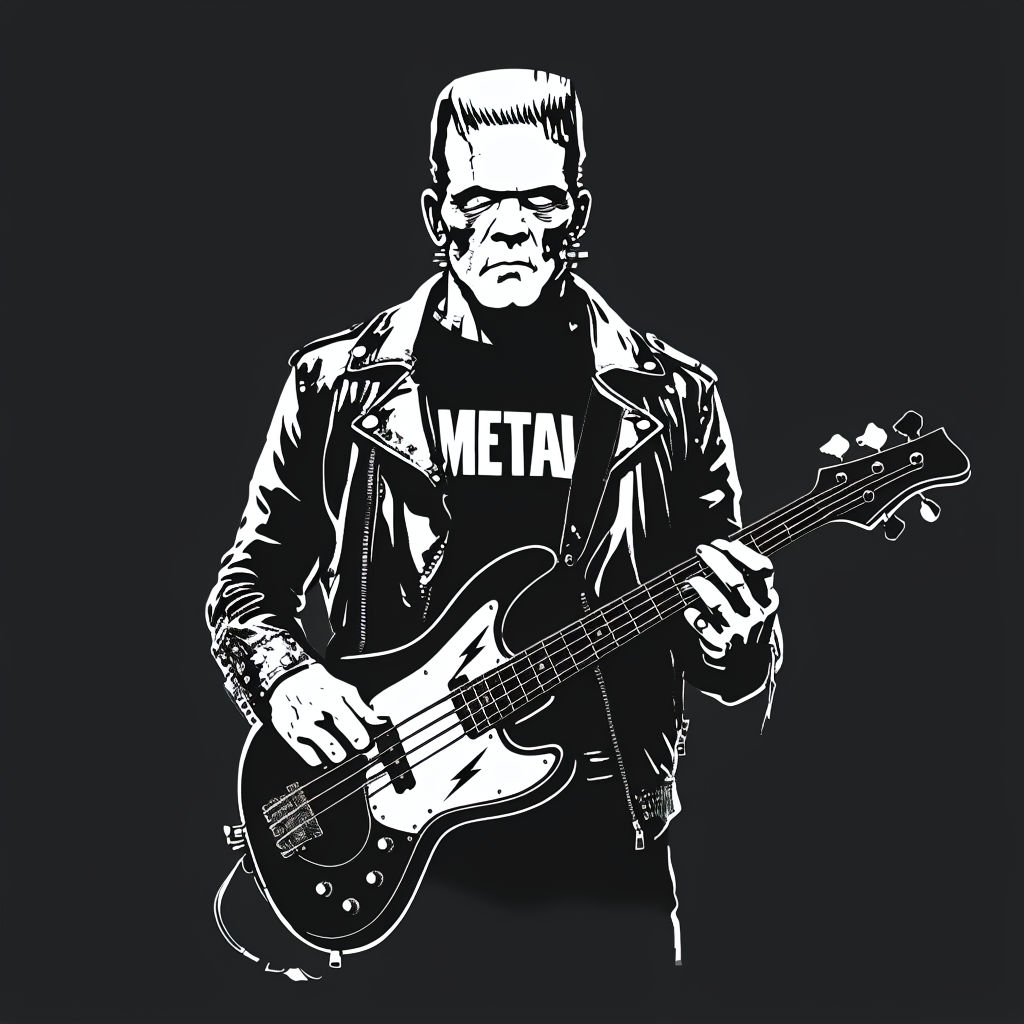 Frankenstein Monster Metal Graphic T-Shirt Design