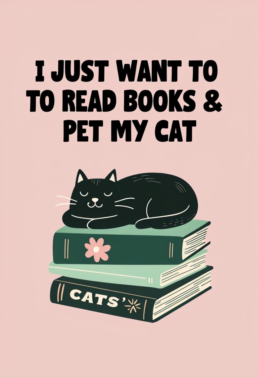 I Just Want to Read Books and Pet My Cat Poster