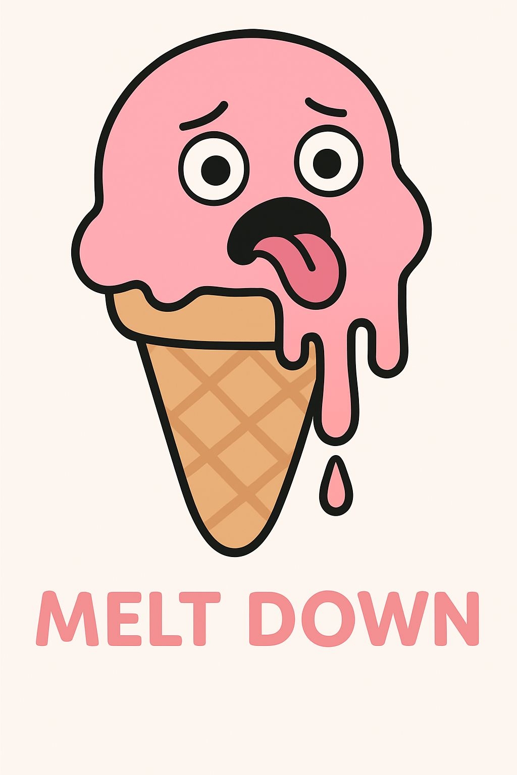 Playful Cartoon Melt Down Ice Cream Cone T-Shirt