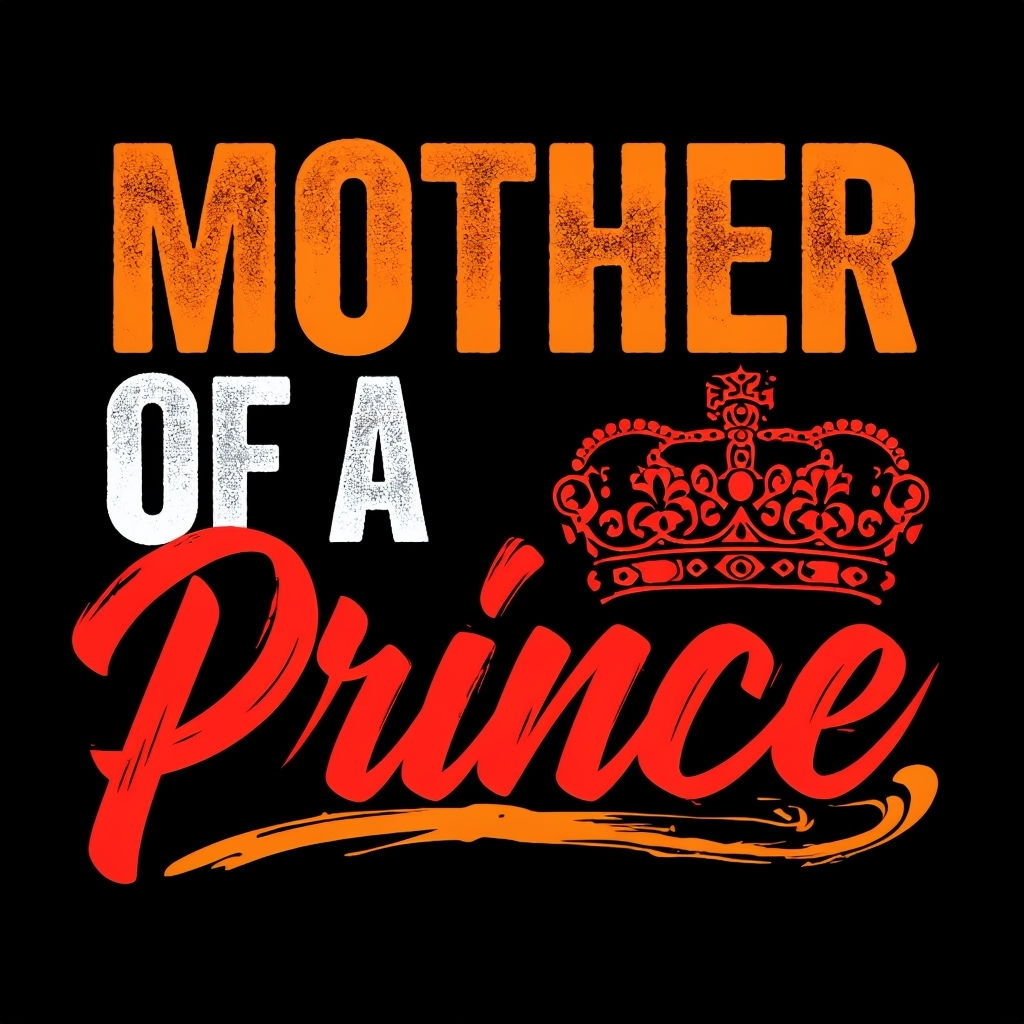 Mother of a Prince Bold Text Graphic T-Shirt