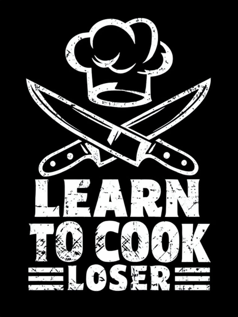 Learn to Cook Chef Hat and Knives Graphic T-Shirt