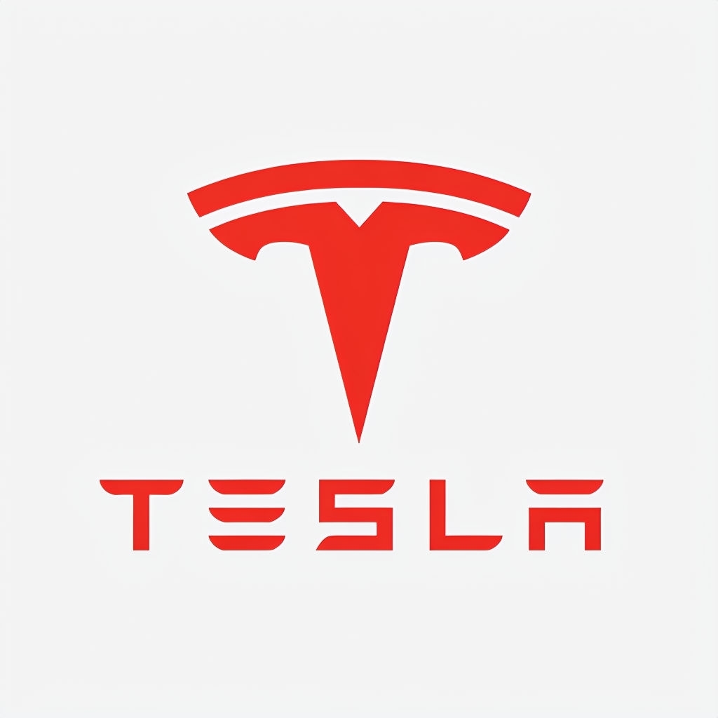 Minimalist Red Tesla Logo Design for Branding Logo