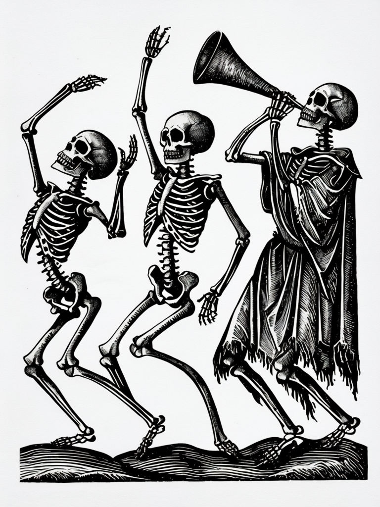 Dancing Skeletons in Animated Deathly Dance Poster