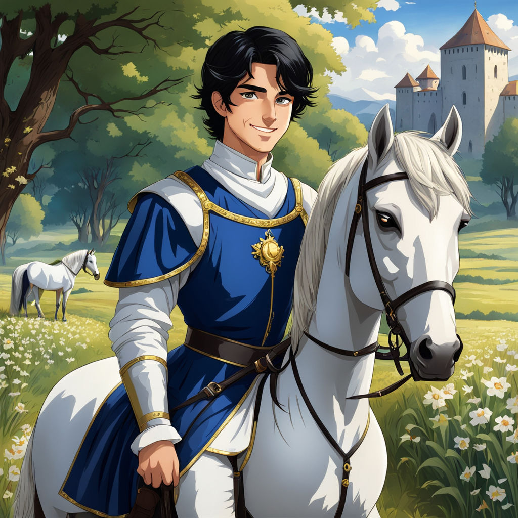 20-year-old medieval prince wearing white royal medieval clo... by Syn ...